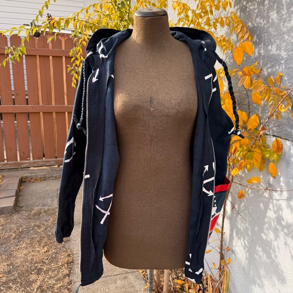 Unique vintage 90s Nautical anchor print oversized hooded jacket - Picture 5 of 9
